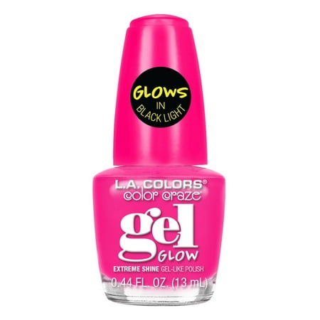 L.A. Colors Gel Shine Nail Polish (Glow in Blacklight), Rave, 0.44 fl oz