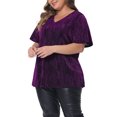 thumbnail image 4 of Agnes Orinda Women's Plus Size Blouses V Neck Metallic Short Sleeve T-Shirt Party Tops 4X Purple, 4 of 6
