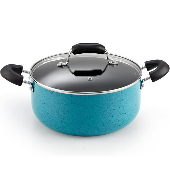 Cook N Home Nonstick Casserole Stew Pot with Glass Lid 3 QT, Non-Stick Cookware Multi-Purpose Dutch Oven Cooking Pot, Induction Compatible, Turquoise