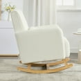 thumbnail image 4 of YIYADO Rocking Chair in Teddy Velvet with Pillow, Cream White High-Back Accent Chair for Living Room, Nursery & Bedroom, 4 of 7