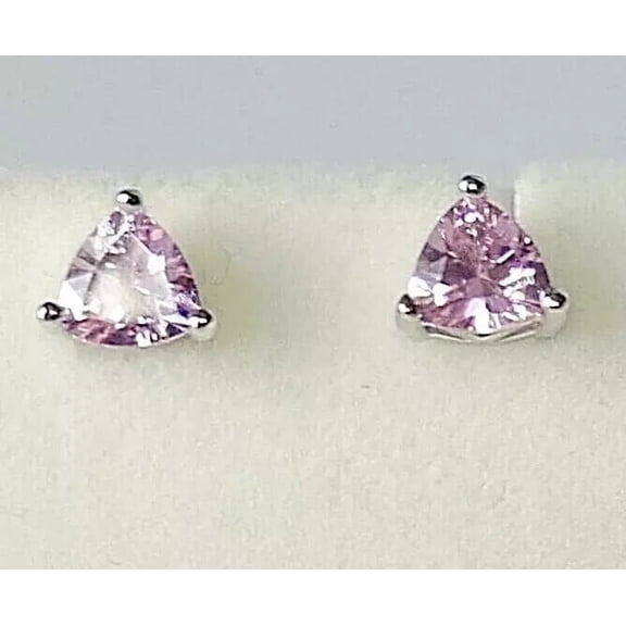 2Ct Trillion Lab-Created Purple Amethyst Solitaire Stud Earring 14K White Gold Plated