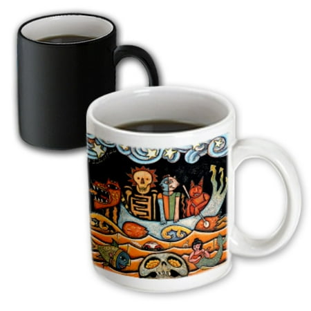 

3dRose The Devil s Dream folk art skulls mexican colorful surrealism - Magic Transforming Mug 11-ounce