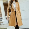 thumbnail image 6 of Stichou Womens Long Double Breasted Coats Lapel Collar Pea Coat Winter Slim Fit Jackets Trench Coat Outwear Khaki M, 6 of 7