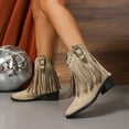 thumbnail image 2 of Mostsola Cowboy Boots for Women Suede Vintage Buckle Western Heel Booties Short Boots, 2 of 9