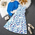 thumbnail image 3 of Uxgjfwu Girls Dress Tops Sets Printed Dress With Knitted Sleeveless Cardigan Dress Sets, 3 of 9