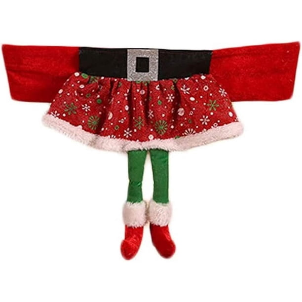 Decoraciones navideñas, patas de elfo de Papá Noel, cubierta trasera para silla de comedor, decoración festiva de cocina, niña, 1 unidad, color rojo