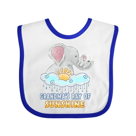 

Inktastic Grandma s Ray of Sunshine Cute Elephants Rainclouds and Sun Gift Baby Boy or Baby Girl Bib