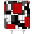 thumbnail image 3 of Modern Geometric Shower Curtain Red Gray Black Geometric Abstract Mid Century Boho Fashion Home Fabric Bathroom Decor Set Include Hooks,(70" Wx84 H), 3 of 3