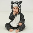 thumbnail image 2 of Baby Hooded Romper Unisex Toddler Animal Outfit Long Sleeve Bodysuit Winter Clothes Clothes 6-12 Months, 2 of 5