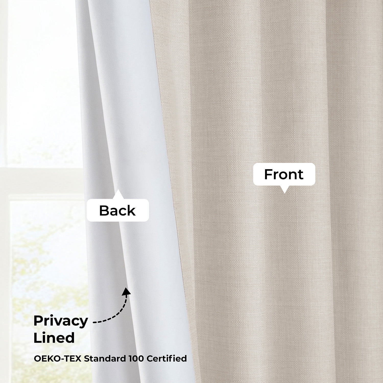 Half Price Drapes Parchment Cream Faux Linen Room Darkening Curtains for Bedroom(1 Panel),50W X 108L