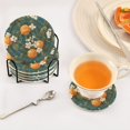thumbnail image 3 of Yayeee 6 PCS Drink Coasters with Holder Set Woven Absorbent Round Tabletop Hot Pad, Green Floral Orange, 3 of 7