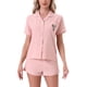 thumbnail image 1 of Conjunto de pijama para mujeres INSPIRE CHIC con estampado de corazones, ropa de dormir linda, camisa de botones de manga corta con pantalones cortos, conjuntos de lounge S Rosa, 1 of 6