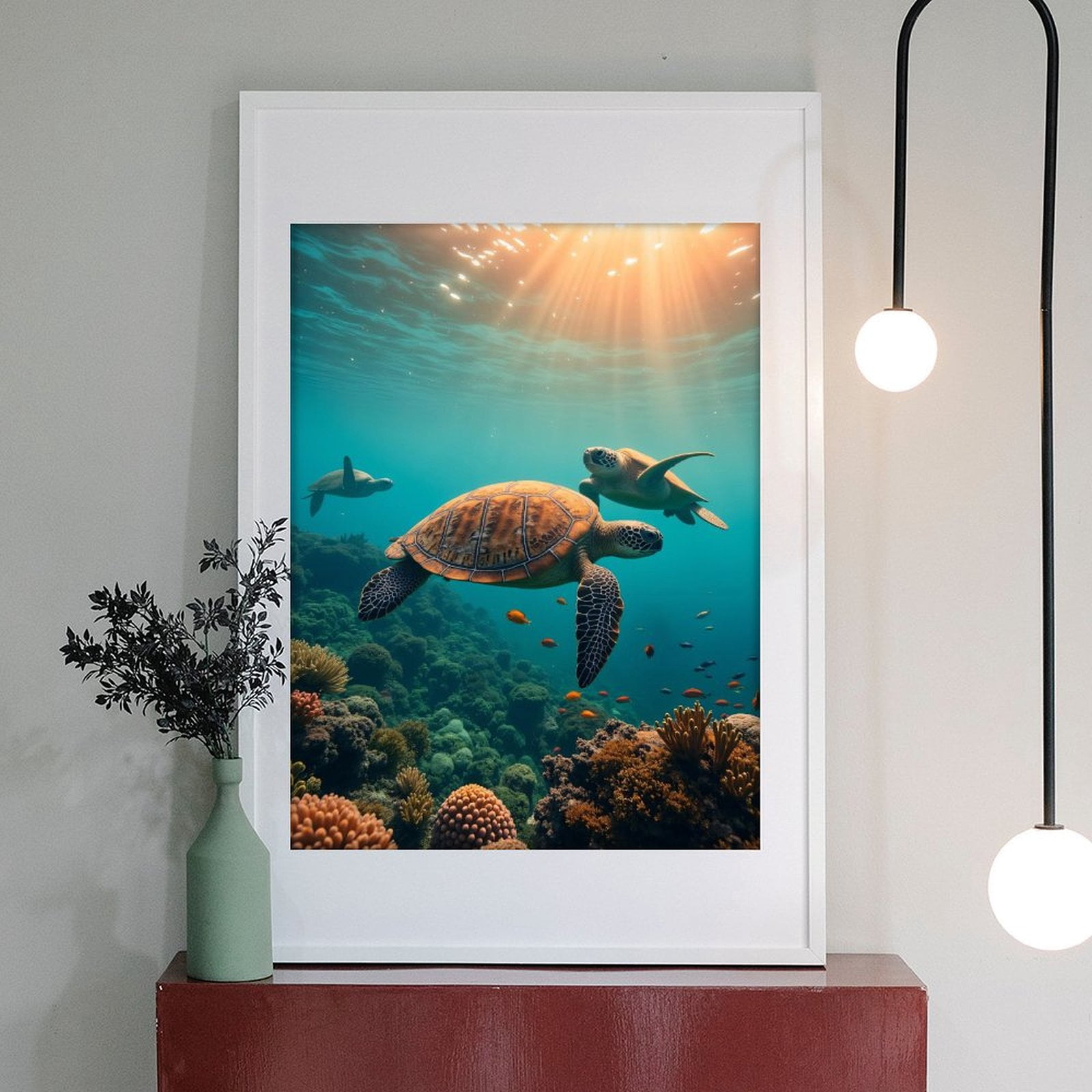 Diamond Art Kit for Adults, Sea Turtles Swimming Coral Reef Sunlight Diamond Painting for Adults Beginners, DIY Diamond Art Painting Kits, 5D Diamond Painting Crafts for Home Decor 12x16 Frameless