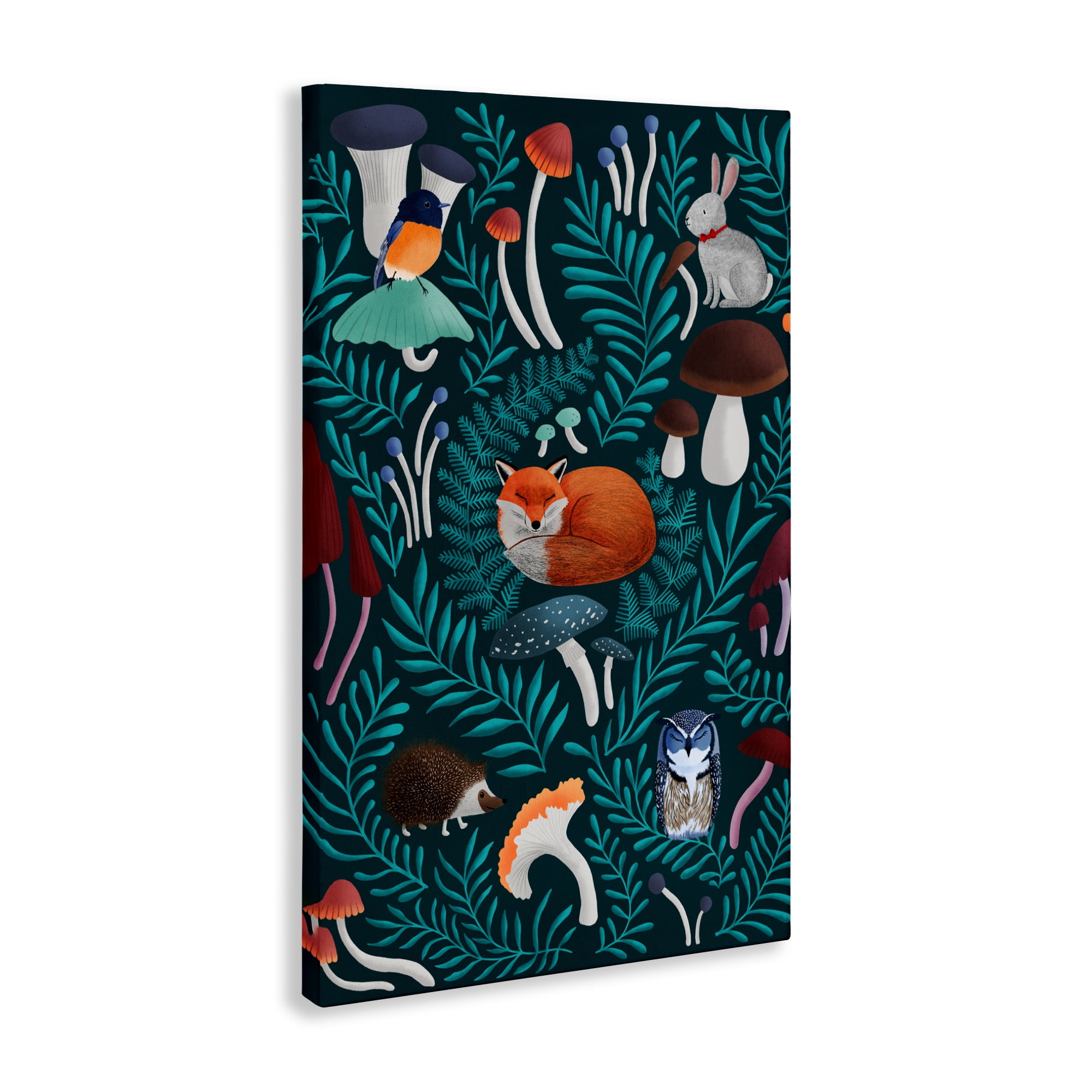 Woodland Animals & Botanical Sprigs Canvas Wall Art, design by Metka Hiti