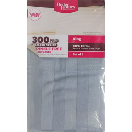 300 Ct Case - Better Homes & Gardens King 300 Thread Count Wrinkle-Free Pinstripe Damask Pillowcases, 2 Count