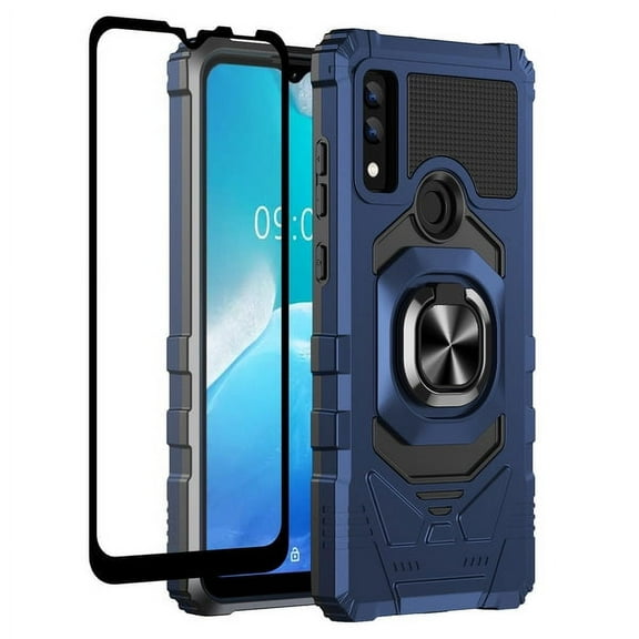 Galaxy Wireless Case for AT&T Maestro 3 Case with Tempered Glass Screen Protector Ring Kickstand Car Mount Shockproof Hard Phone Case Cover - Blue