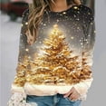 thumbnail image 2 of Feancey Christmas Tree Sweatshirt for Women Fall Winter Xmas Casual Crewneck Pullover Comfy Loose Long Sleeve Top Novelty Holiday Sweatshirts Yellow XXL, 2 of 7