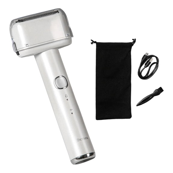 yotijay Men Electric Facial Beard Trimmer with Storage Bag Waterproof with Brush white