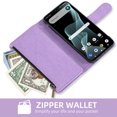 thumbnail image 5 of Compatible with Cricket Icon 6 SL219C/AT&T Verge SL219A Wallet Phone Case and Tempered Glass Screen Protector Flower Faux Leather Flip Credit Card Holder Stand Zipper Cell Cover for Icon6/ATT Purple, 5 of 9