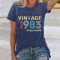 thumbnail image 2 of Trendfront Womens Vintage 1983 T Shirts Letter Graphic Crewneck Casual Short Sleeve Loose Fit Tops Trendy Fashion Tee Pullover Daily Wear, 2 of 5
