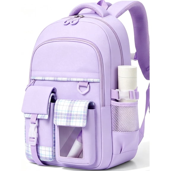 Gmdisc School Backpack for Teens Girls,Large Capacity Fashion School Bag for Kids Lightweight Waterproof Bookbag Daypack for Elementary Middle School Gift,Purple