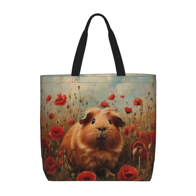 Easygdp Rose Cute Guinea Pig Bolsa Tote para Mujer, Bolso de Hombro para Trabajo, Playa, Viajes, Compras y Supermercado