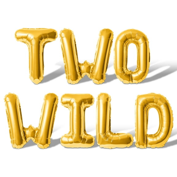 Letter Balloons - TWO WILD 16" Inch Alphabet Letters Foil Mylar Balloon 2nd Birthday Party Banner (Gold)