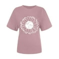 thumbnail image 5 of Sakmal Short Sleeve Womens Tops Plus Size Pink Floral Crew Neck T-Shirts Ladies Shirts, 5 of 6