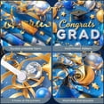 thumbnail image 4 of Colorful Balloons Graduation Banner Golden Stars Grad Display Blue Background Sparkling Streamers Congrats Backdrop for Graduation Party College Graduation Photo Shoot, 4 of 5