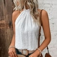 thumbnail image 7 of Fznquz Tank Tops for Women 2025 Halter White Casual Dressy Blouse Sleeveless Work Summer Womens Summer Clothes, 7 of 7