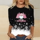 thumbnail image 4 of Camisetas de Navidad para Mujeres, 3/4 Manga Cuello Redondo Blusa con Estampado de Vacaciones, Top de Moda Casual, 4 of 5