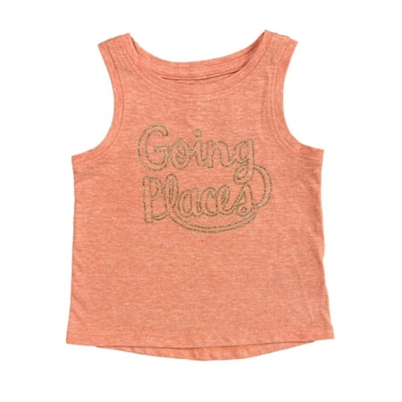 

Infant & Toddler Girls Orange & Gold Going Places Tank Top Sleeveless Shirt 12m