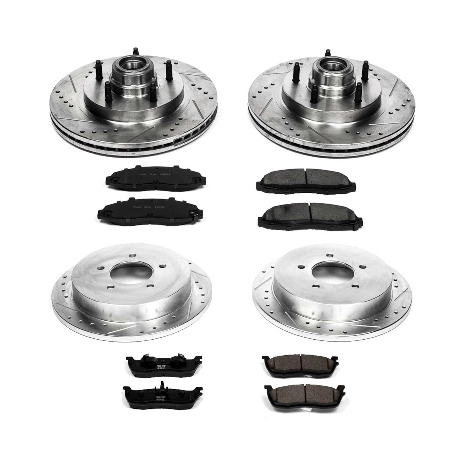 PowerStop Front and Rear Z23 Evolution Sport Carbon-Fiber Ceramic Brake Pad and Drilled & Slotted Rotor Kit Fits: FORD Select Models K1864