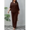 thumbnail image 5 of AURA Plus Size Pants Suits for Women Dressy 2 Piece Sets with 3/4 Sleeve Top Wide Leg Pants for Work & Daily Wear, 5 of 8