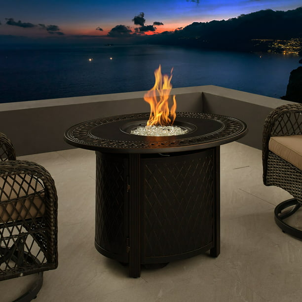 Oval Aluminum Lpg Fire Pit Is This, Propane Fire Pit Table Safe For Wooden Deck
