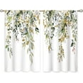thumbnail image 6 of Eucalyptus Botanical Leaves Green Gold Floral Kitchen Window Curtains over Sink Farmhouse Flower Leaf Small Window Treatment Cafe Short Curtains for Bathroom Treatment Tier Drapes 27.5x39 inch, 6 of 6
