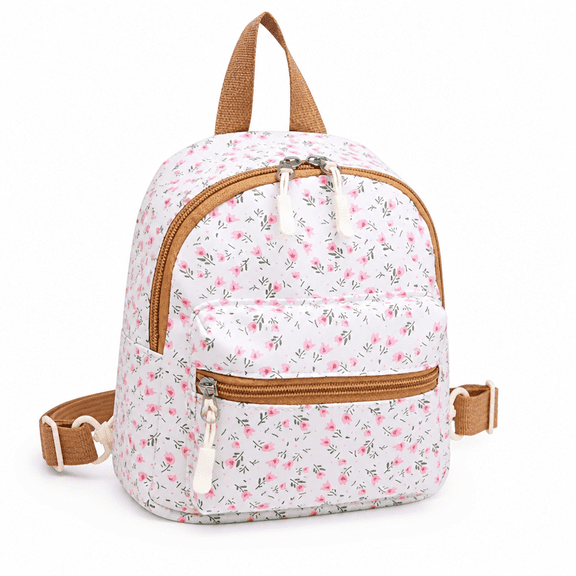 ELORIAH Floral Mini Backpack Small Backpack Purse Travel Backpack for Women (Brown)