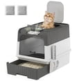 thumbnail image 2 of PawHut Cat Litter Box, Hooded Cat Litter Tray with Drawer Pan, 4 Deodorization Bags, Easy to Clean, Gray, 2 of 9