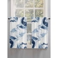 thumbnail image 3 of Kitchen Curtains 45 Inches length, Marble Window Treatment Curtain Drapes, Blue Abstract Neutral Textured Modern Watercolor Lightweight Window Panels for Living Room Bedroom, 52"x45", 2 Panels, 3 of 7