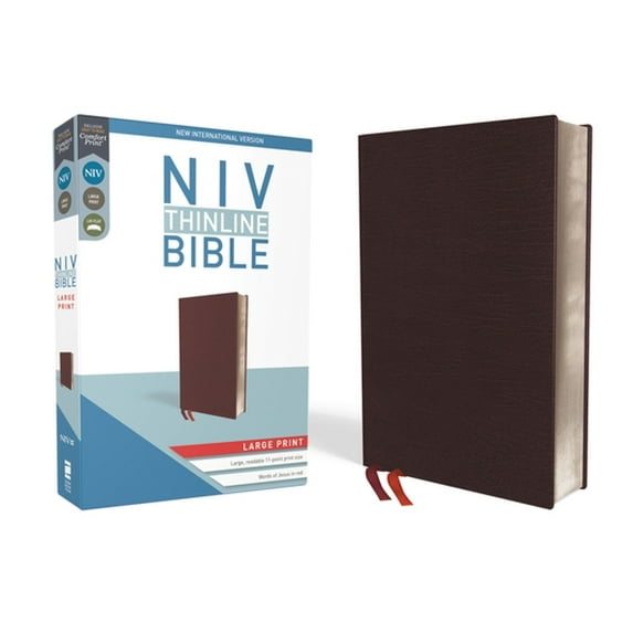 Pre-Owned NIV, Thinline Bible, Large Print, Bonded Leather, Burgundy, Red Letter Edition (Unknown) 0310448344 9780310448341