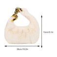 thumbnail image 3 of Bolso de mano esponjoso para mujer con cremallera de felpa suave para ir de compras, citas, viajes (blanco), 3 of 7