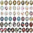thumbnail image 2 of 50pcs Oval Glass Cabochons 25x18mm Flower Printed Glass Cabochons Vintage Mixed Color Mosaic Tile for Craft Photo Pendant Earring Necklace Keychain Jewelry Making, 2 of 9