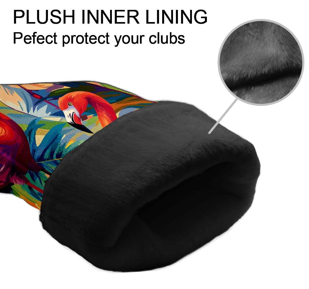 Golf Club Covers PU Leather Waterproof Head Covers for Fairway Woods Hybrids Colorful Flamingos