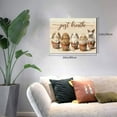 thumbnail image 4 of Just Breathe Bunny Canvas Wall Art – Rabbits in Pots with Butterflies on Rustic Wood – Inspirational: Every Day Is a New Beginning, Breathe, Smile & Start Again – Farmhouse Nursery Decor, 4 of 8