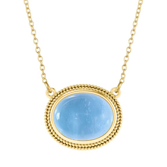 Gold Over Sterling Silver with Natural Aquamarine Pendant Necklace with 18" Chain