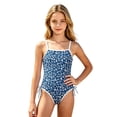 thumbnail image 2 of Krdevn Square Neck One Piece Swimsuit Ditsy Floral Print Summer Beach UPF 50 Bathing Suit (Big Girls),17-18 Years, 2 of 3