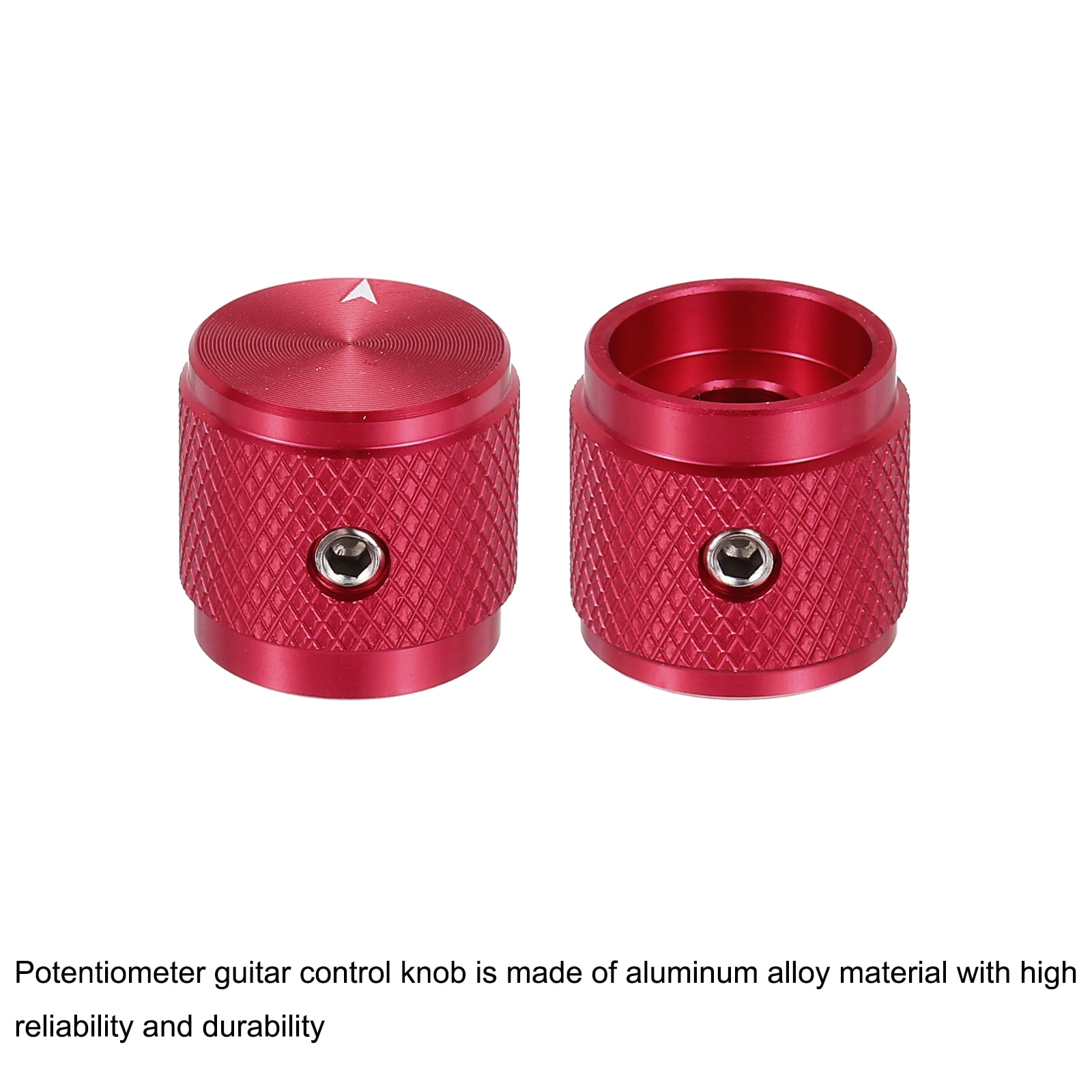 Uxcell 6 Pcs Aluminium Potentiometer Knobs, 1/4" (6mm) Universal Volume Tone Control Knobs with Arrow Indicator for Guitar, 5/8" Red
