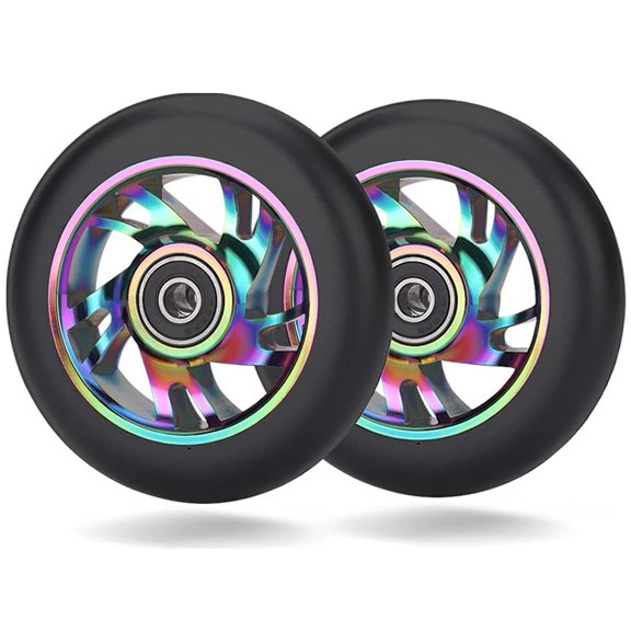 2 Pcs 100Mm Scooter Replacement Wheels with Bearing Stunt Scooter Pu Wheels for Rocking , Extreme , Scooters