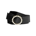 thumbnail image 1 of Cinturón de cintura de hebilla de perlas falsas para mujeres de talla grande INSPIRE CHIC, cinturones anchos de terciopelo vintage para vestido de 25.59-32.28" negro, 1 of 4
