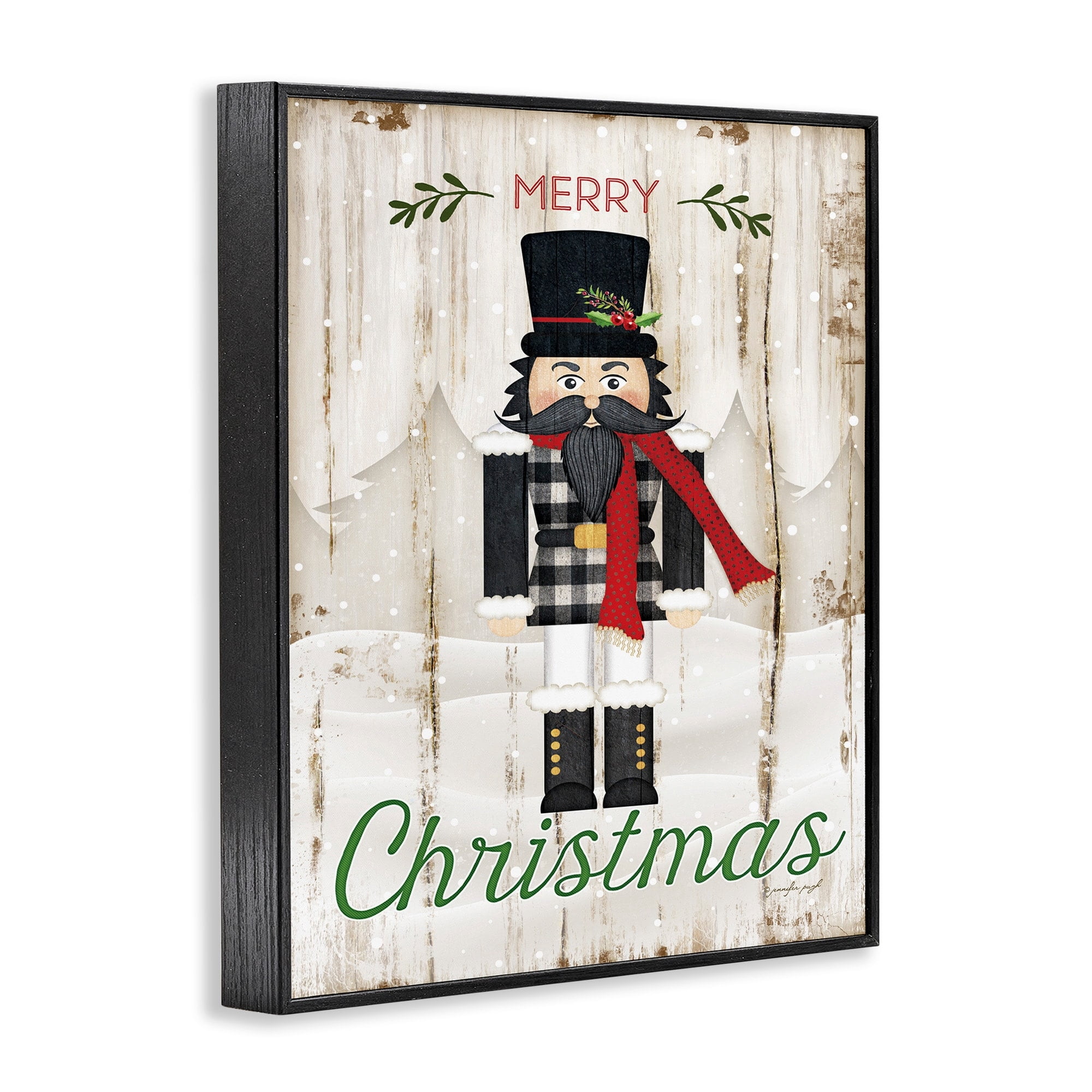 Stupell Indtries Merry Christmas Holiday Phrase Winter Nutcracker Designed by Jennifer Pugh